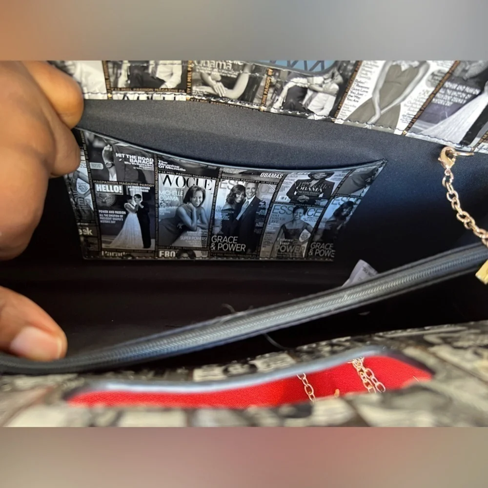 Handmade structured monochromatic Crossbody/ Clutch Obama and Michelle